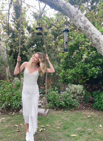 Annabelle Wallis wears her Sustainable Dazed Dress to support GH Age UK Charity Campaign