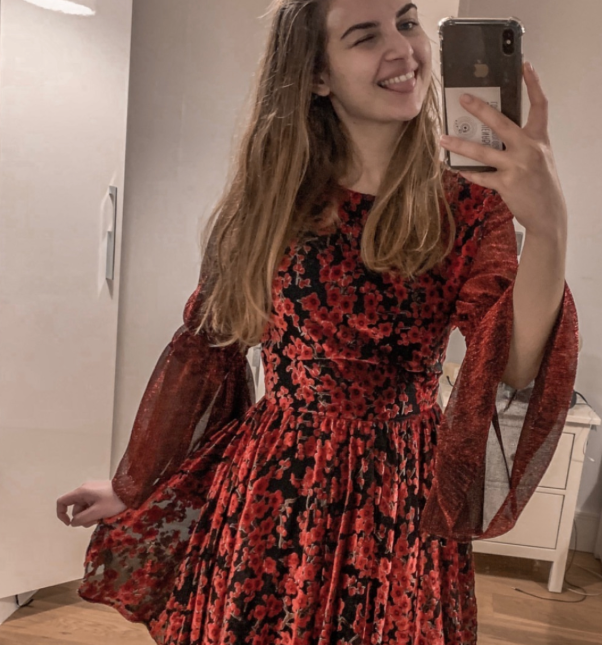 Melisa Beleli wears her AW18 Scarlet Dress