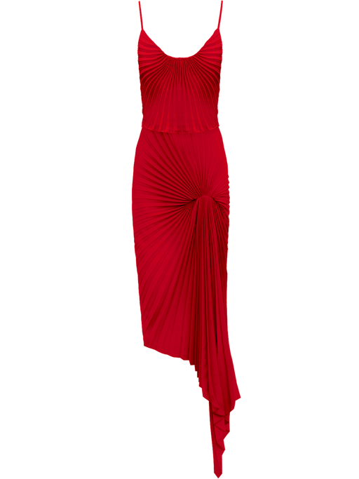 Georgia Hardinge Red Dazed Dress bestseller cocktail pleated asymmetric strappy wedding guest occasionwear