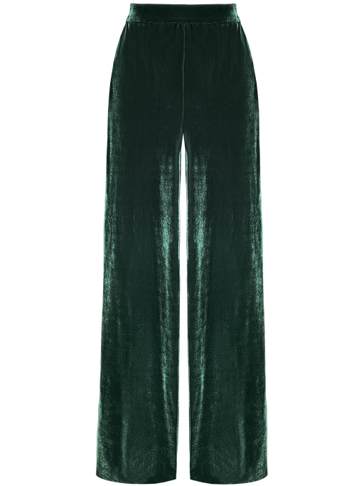 Georgia Hardinge nero trouser straight leg wide velvet soft green