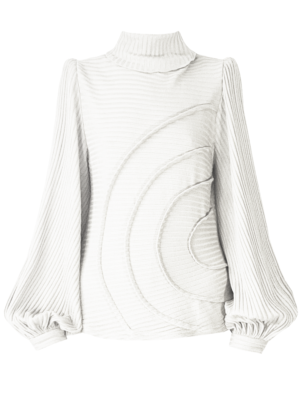 georgia hardinge ivory jumper serra turtleneck tucks puff sleeve knit ribbed jersey