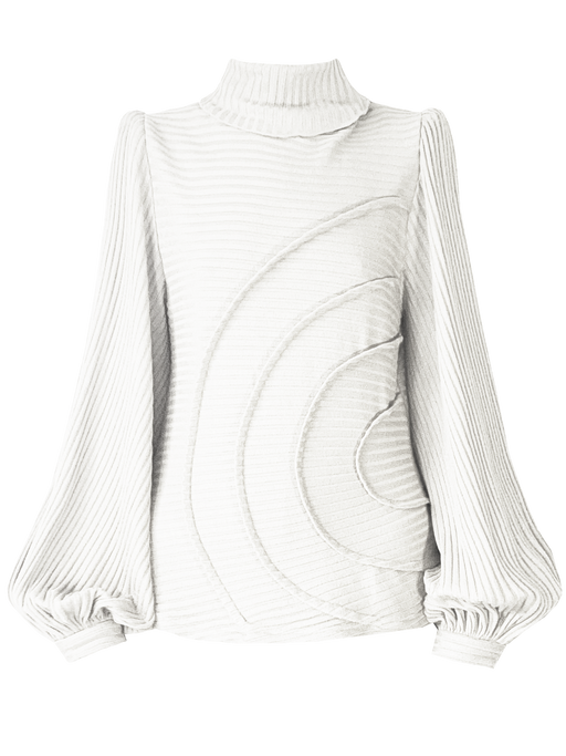 georgia hardinge ivory jumper serra turtleneck tucks puff sleeve knit ribbed jersey